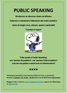 Terza edizione del corso di Public Speaking, 17 giugno 2023 Terza edizione del corso di Public Speaking, 17 giugno 2023